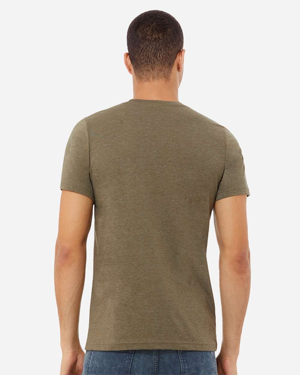 BELLA + CANVAS 3001CVC CVC Jersey Tee - Heather Olive - On Model Back