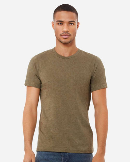 BELLA + CANVAS 3001CVC CVC Jersey Tee - Heather Olive - On Model Front