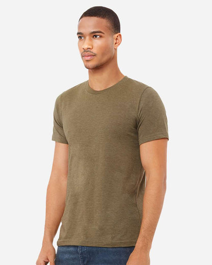 BELLA + CANVAS 3001CVC CVC Jersey Tee - Heather Olive - On Model Side