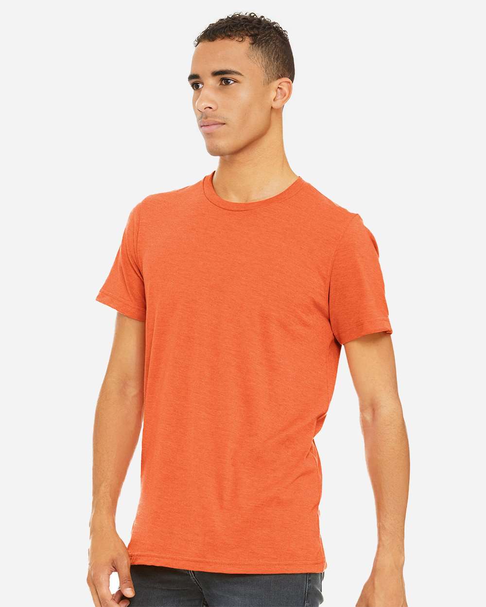 BELLA + CANVAS 3001CVC CVC Jersey Tee - Heather Orange - On Model Side