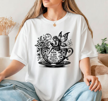 A Book A Day Keeps Reality Away – Book Lover DTF Transfer