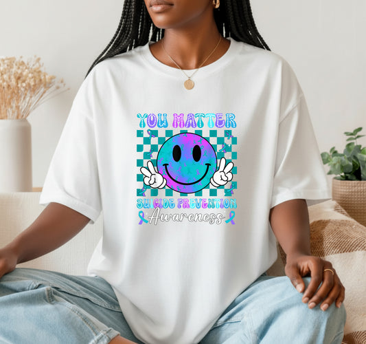 You Matter Semicolon Ribbon – Mental Health Awareness DTF Transfer