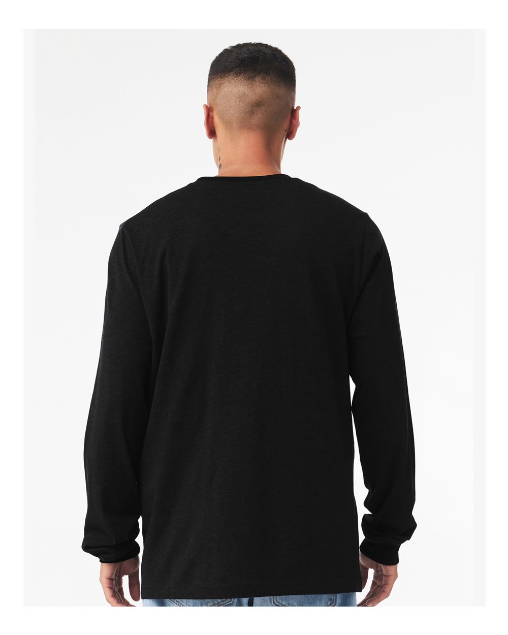 BELLA + CANVAS 3501 Unisex Jersey Long Sleeve Tee - Vintage Black - On Model Back