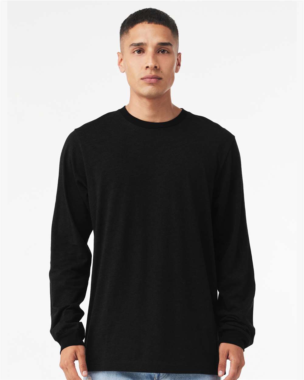 BELLA + CANVAS 3501 Unisex Jersey Long Sleeve Tee - Vintage Black - On Model Front