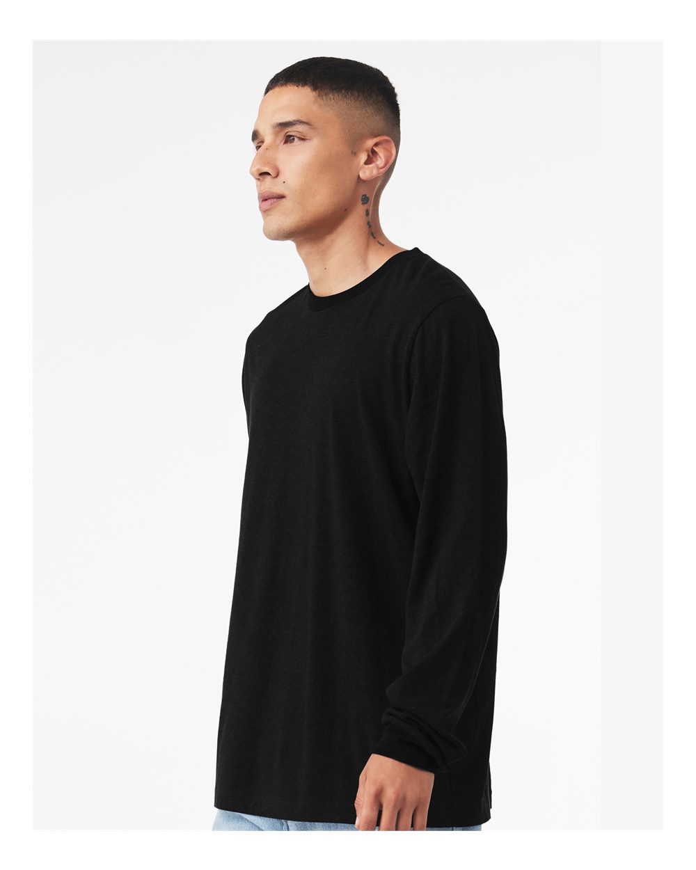 BELLA + CANVAS 3501 Unisex Jersey Long Sleeve Tee - Vintage Black - On Model Side