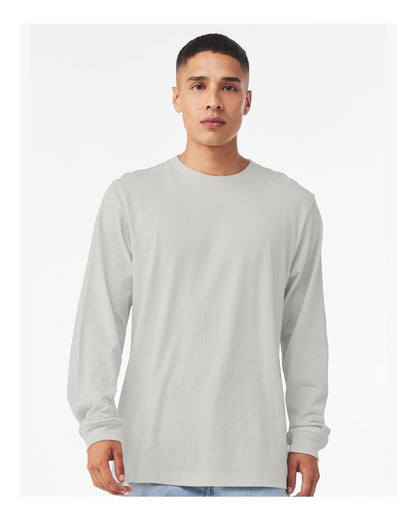 BELLA + CANVAS 3501 Unisex Jersey Long Sleeve Tee - Silver - On Model Front