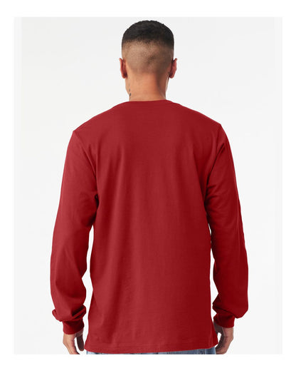 BELLA + CANVAS 3501 Unisex Jersey Long Sleeve Tee - Canvas Red - On Model Back