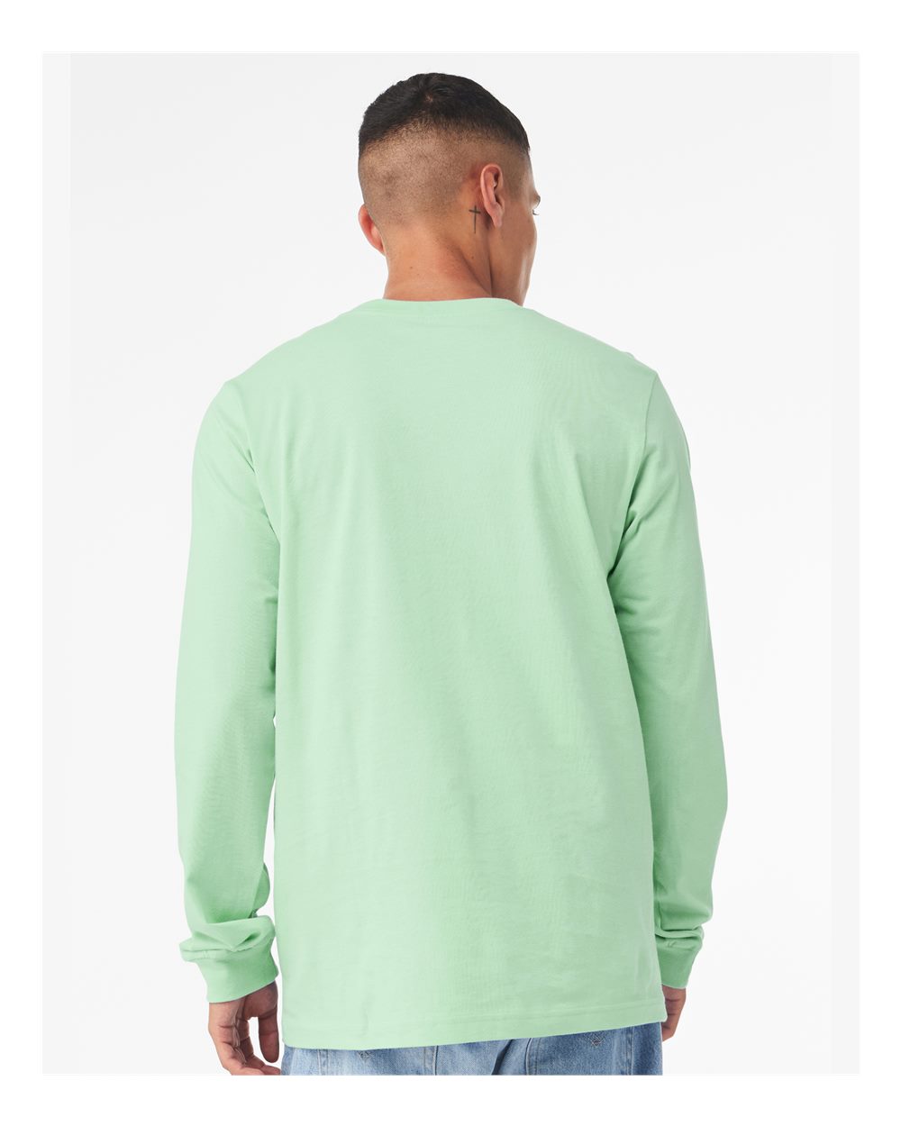 BELLA + CANVAS 3501 Unisex Jersey Long Sleeve Tee - Mint - On Model Back