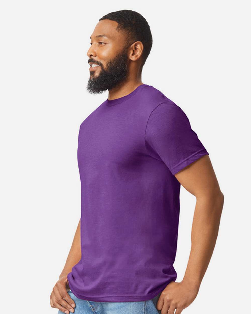 Gildan 64000CVC Unisex Softstyle® CVC T-Shirt - Amethyst - On Model Side