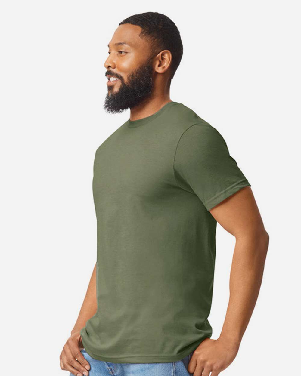 Gildan 64000CVC Unisex Softstyle® CVC T-Shirt - Cactus - On Model Side