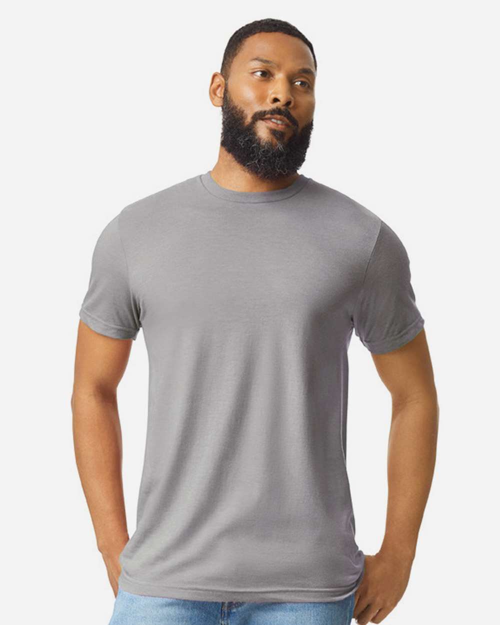 Gildan 64000CVC Unisex Softstyle® CVC T-Shirt - Cement - On Model Front