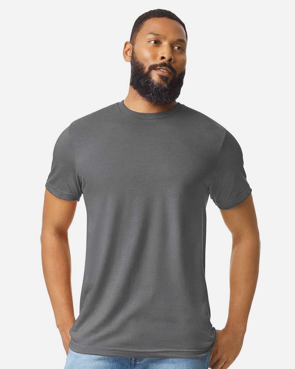 Gildan 64000CVC Unisex Softstyle® CVC T-Shirt - Gunmetal - On Model Front