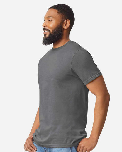 Gildan 64000CVC Unisex Softstyle® CVC T-Shirt - Gunmetal - On Model Side