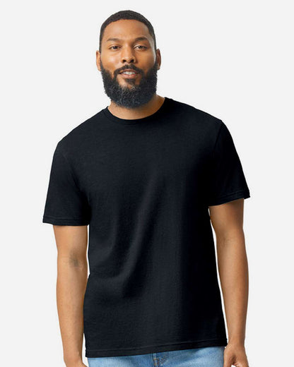 Gildan 64000CVC Unisex Softstyle® CVC T-Shirt - Pitch Black - On Model Front