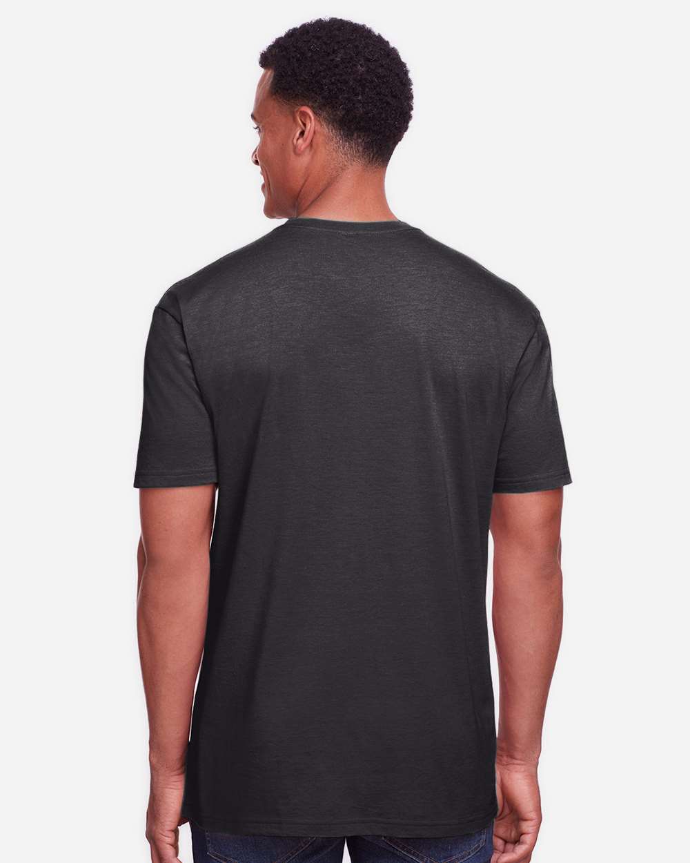 Gildan 64000CVC Unisex Softstyle® CVC T-Shirt - Pitch Black Mist - On Model Back