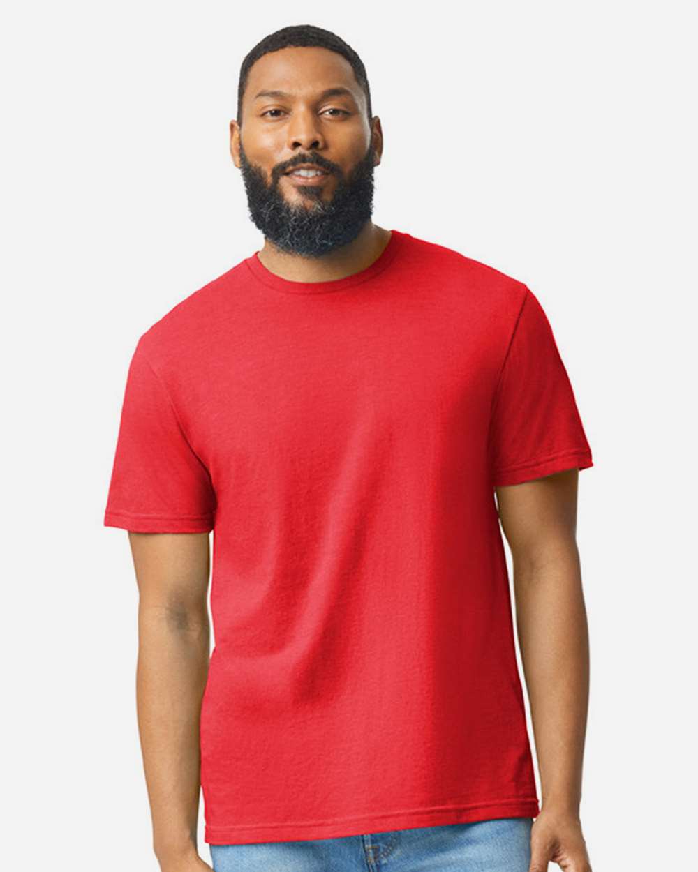 Gildan 64000CVC Unisex Softstyle® CVC T-Shirt - Red Mist - On Model Front