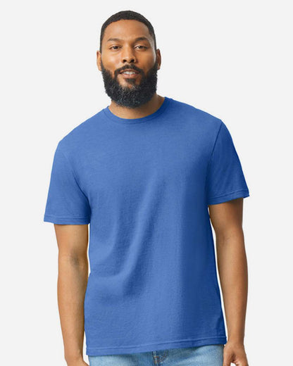 Gildan 64000CVC Unisex Softstyle® CVC T-Shirt - Royal Mist - On Model Front