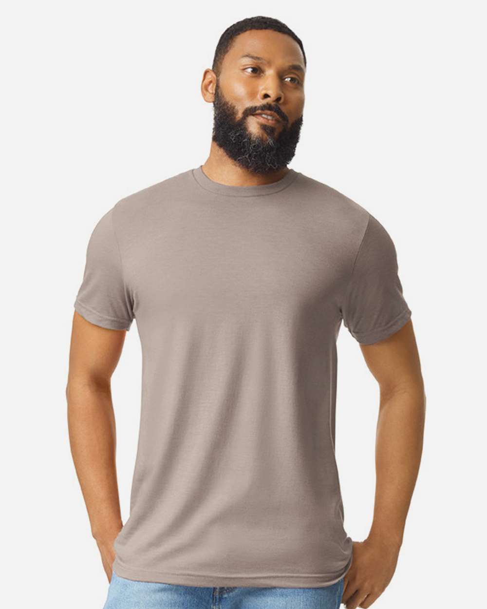 Gildan 64000CVC Unisex Softstyle® CVC T-Shirt - Slate - On Model Front