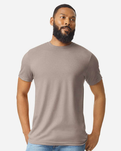 Gildan 64000CVC Unisex Softstyle® CVC T-Shirt - Slate - On Model Front