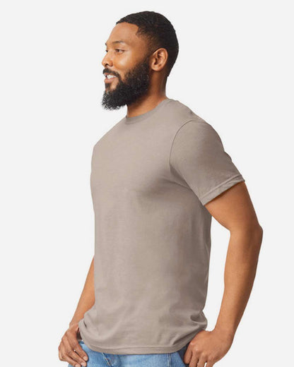 Gildan 64000CVC Unisex Softstyle® CVC T-Shirt - Slate - On Model Side