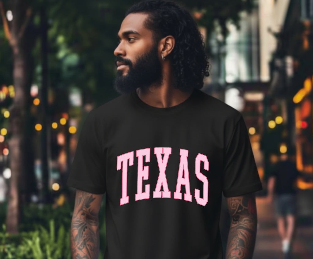 TEXAS Pink Varsity – Texas DTF Transfer