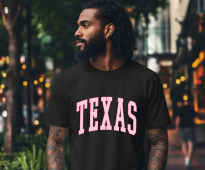 TEXAS Pink Varsity – Texas DTF Transfer