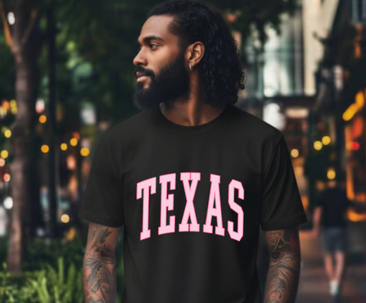 TEXAS Pink Varsity – Texas DTF Transfer