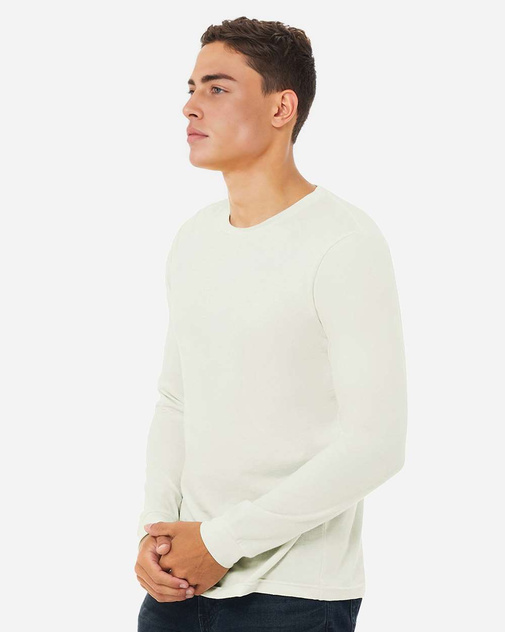 BELLA + CANVAS 3501 Unisex Jersey Long Sleeve Tee - Citron - On Model Side