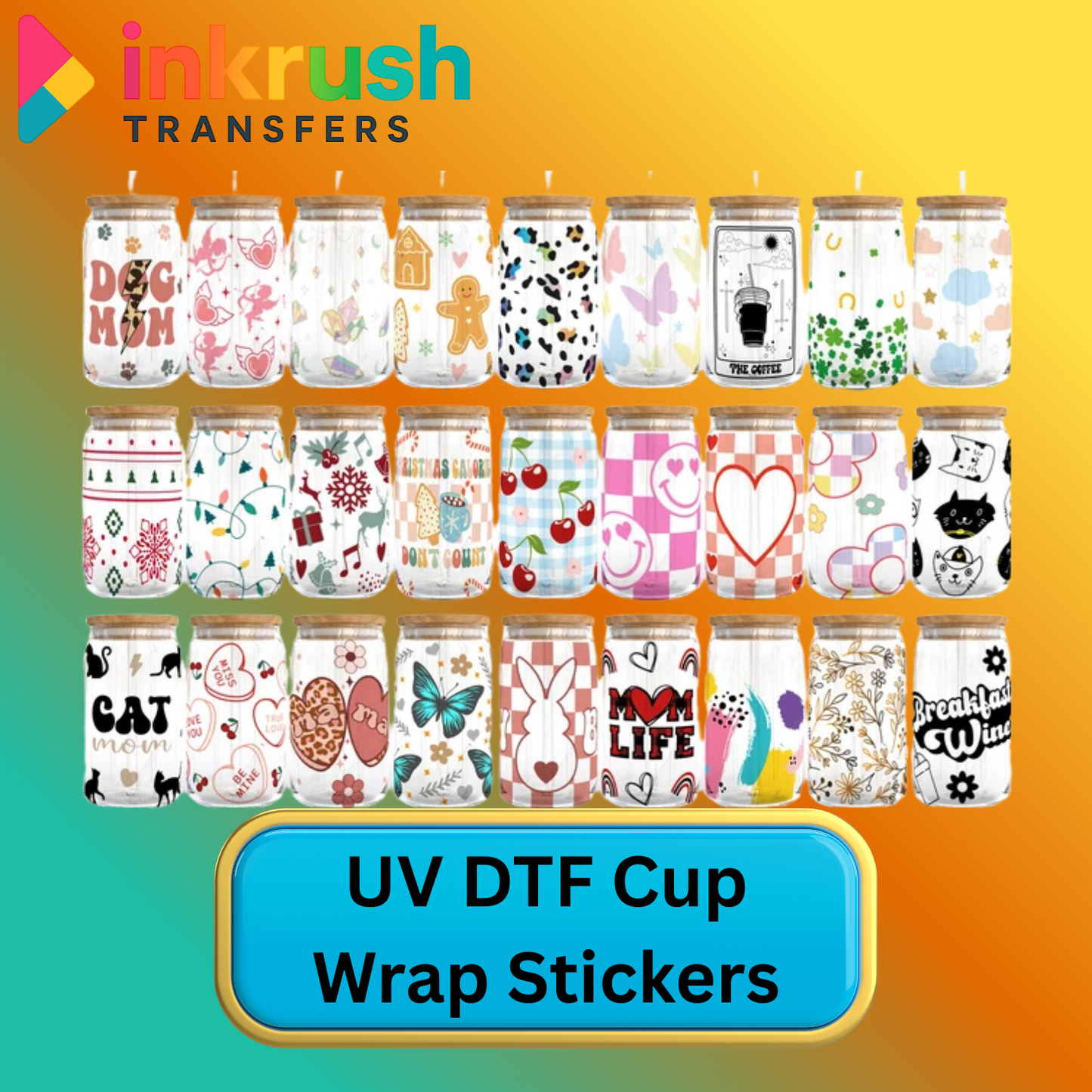 UV DTF Cup Wrap Stickers – Ready to Apply