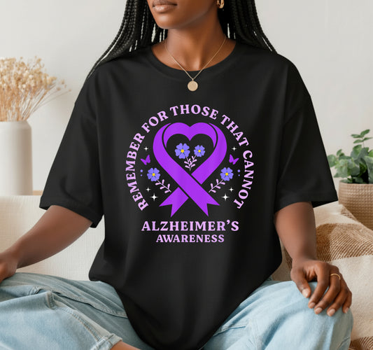 Remember For Those That Cannot Alzheimer's Awareness – Purple Ribbon DTF Transfer