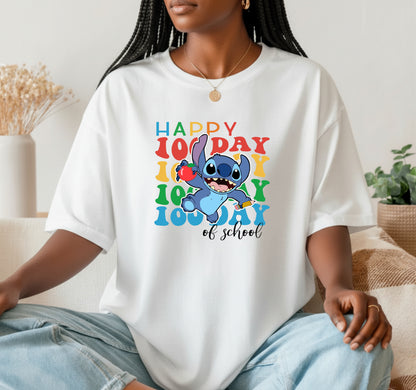 Happy 100 Days Blue Alien – 100 Days of School DTF Transfer