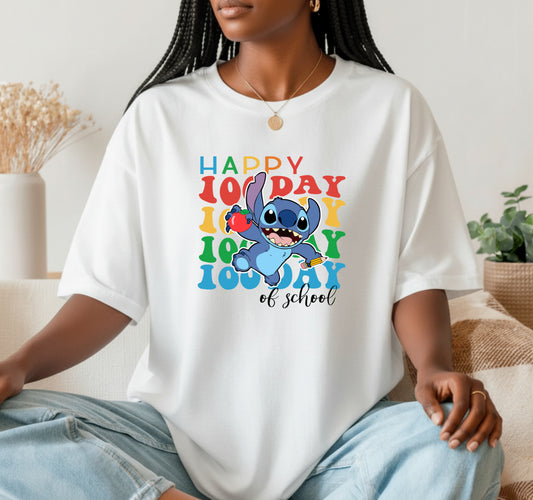 Happy 100 Days Blue Alien – 100 Days of School DTF Transfer