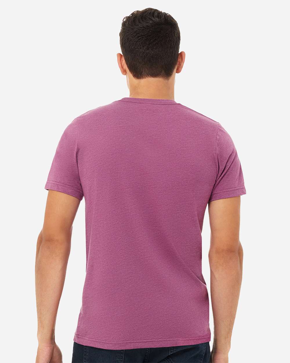 BELLA + CANVAS 3001CVC CVC Jersey Tee - Heather Magenta - On Model Back
