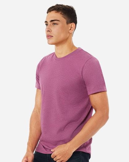 BELLA + CANVAS 3001CVC CVC Jersey Tee - Heather Magenta - On Model Side