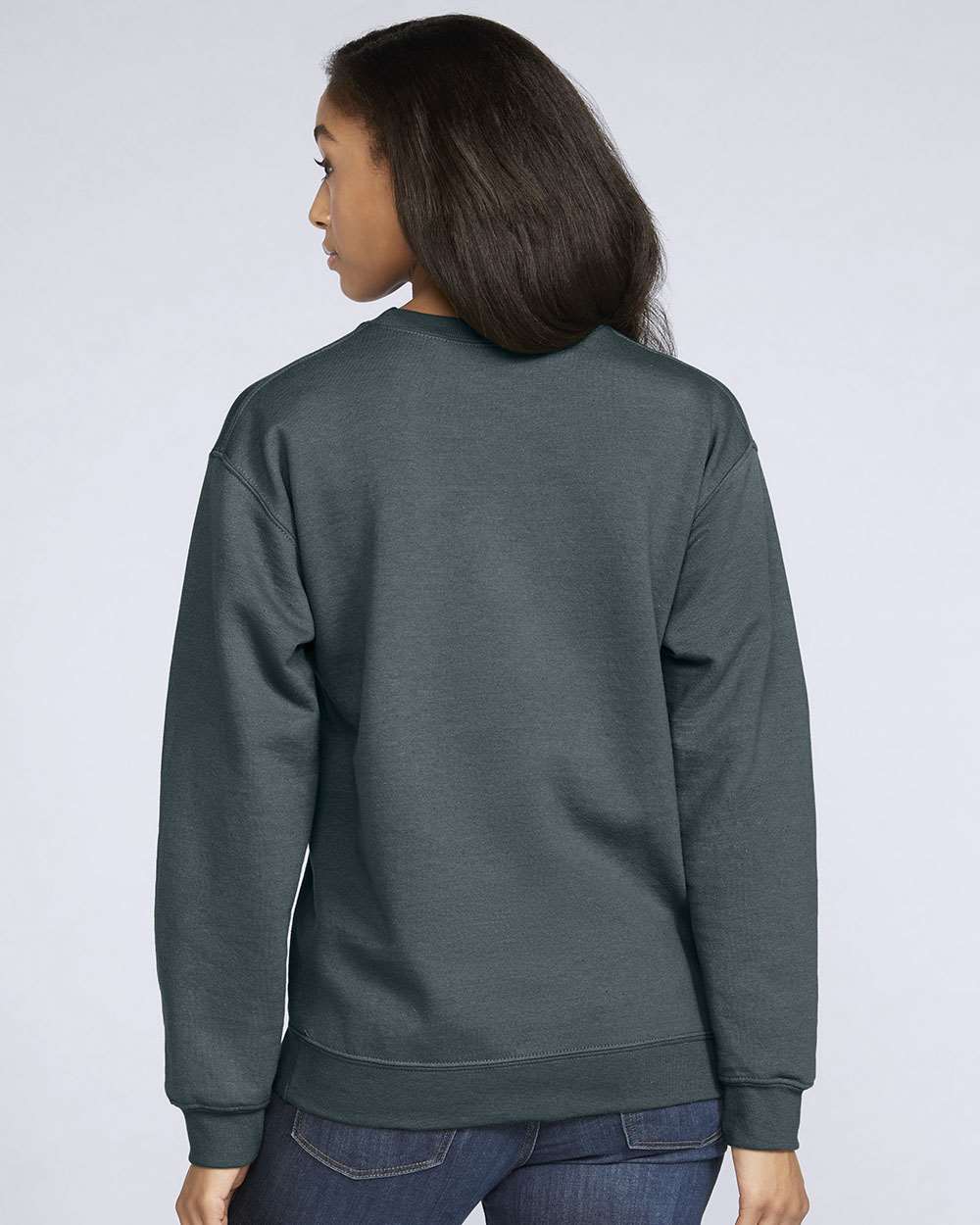 Gildan SF000 Unisex Softstyle® Midweight Crewneck Sweatshirt - Dark Heather - On Model Back