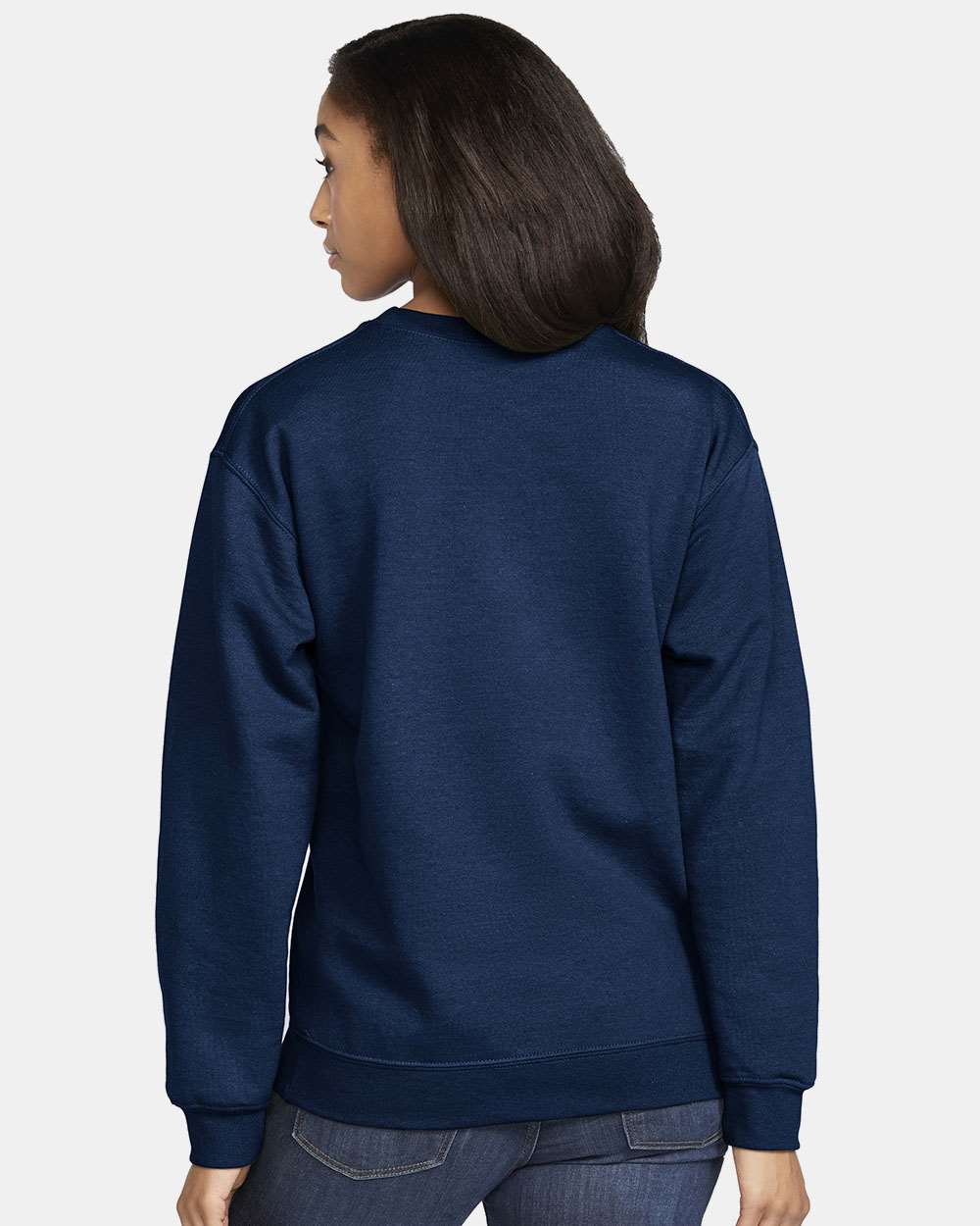 Gildan SF000 Unisex Softstyle® Midweight Crewneck Sweatshirt - Navy - On Model Back