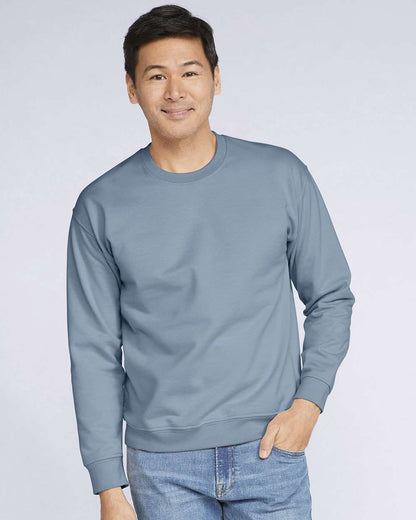 Gildan SF000 Unisex Softstyle® Midweight Crewneck Sweatshirt - Stone Blue - On Model Front