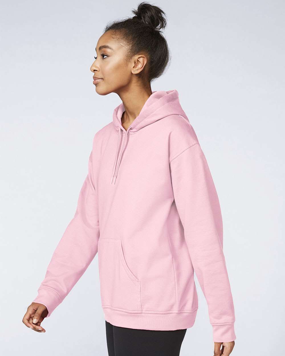 Gildan SF500 Unisex Softstyle® Midweight Hooded Sweatshirt - Light Pink - On Model Side
