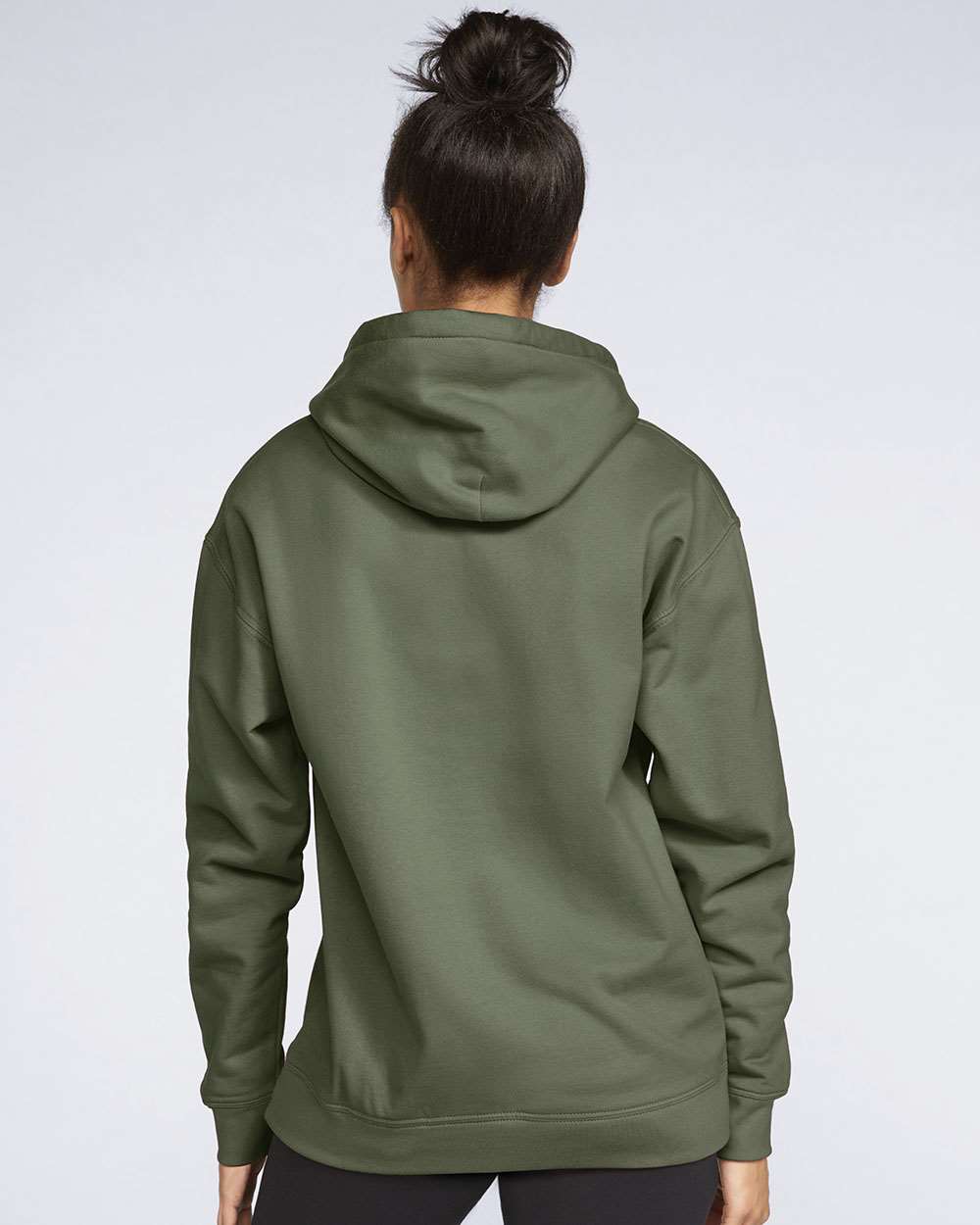 Gildan SF500 Unisex Softstyle® Midweight Hooded Sweatshirt - Military Green - On Model Back