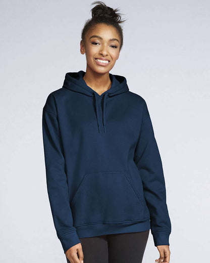 Gildan SF500 Unisex Softstyle® Midweight Hooded Sweatshirt - Navy - On Model Front