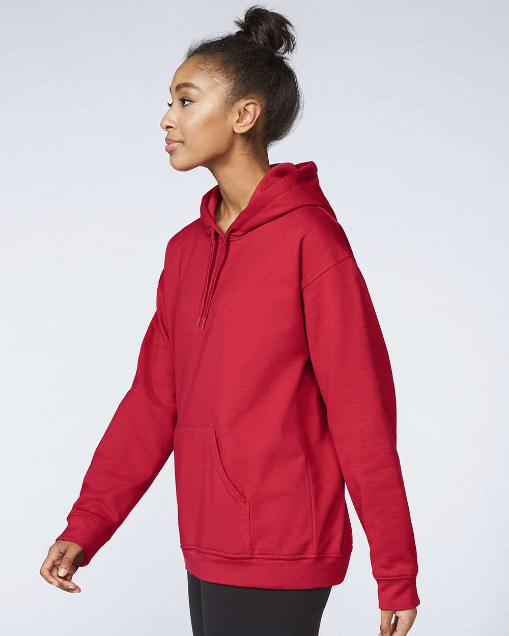 Gildan SF500 Unisex Softstyle® Midweight Hooded Sweatshirt - Red - On Model Side