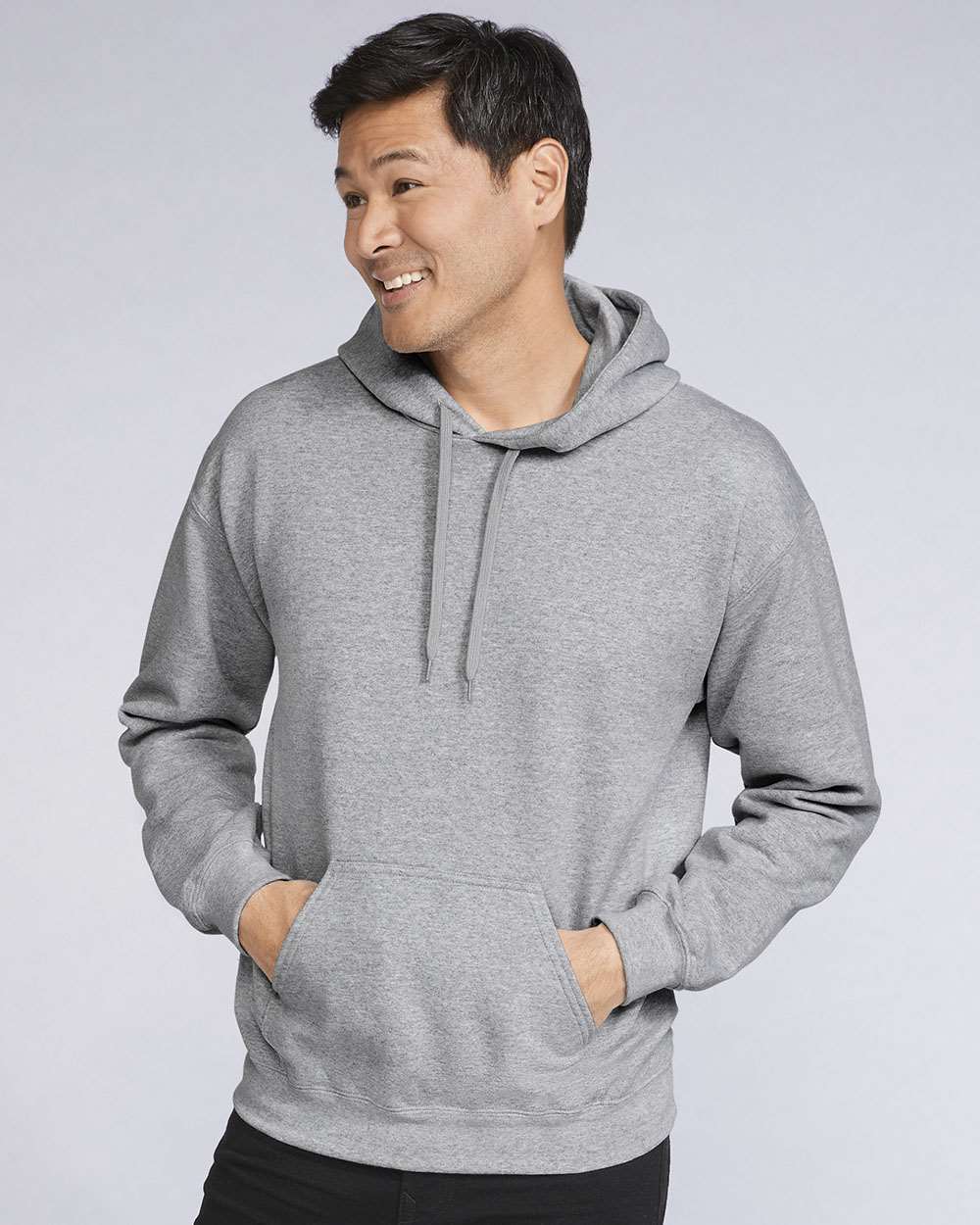 Gildan SF500 Unisex Softstyle® Midweight Hooded Sweatshirt - Sport Grey - On Model Front