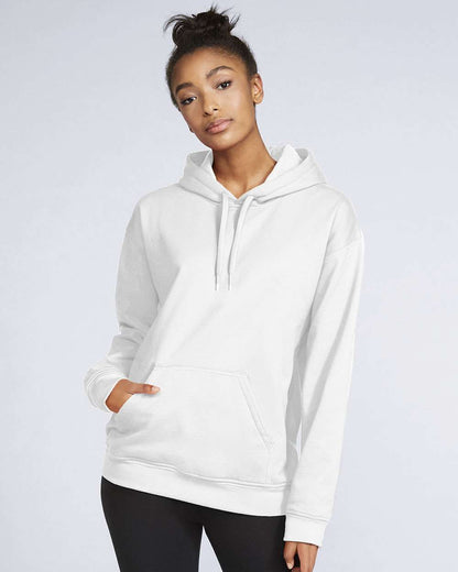 Gildan SF500 Unisex Softstyle® Midweight Hooded Sweatshirt - White - On Model Front