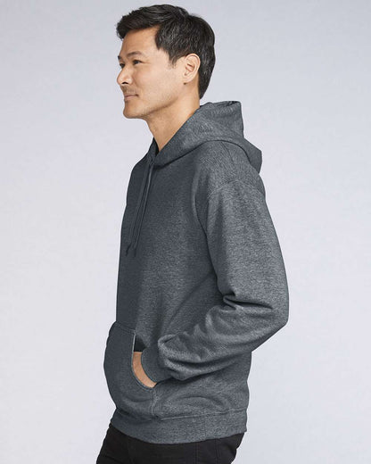 Gildan SF500 Unisex Softstyle® Midweight Hooded Sweatshirt - Dark Heather - On Model Side
