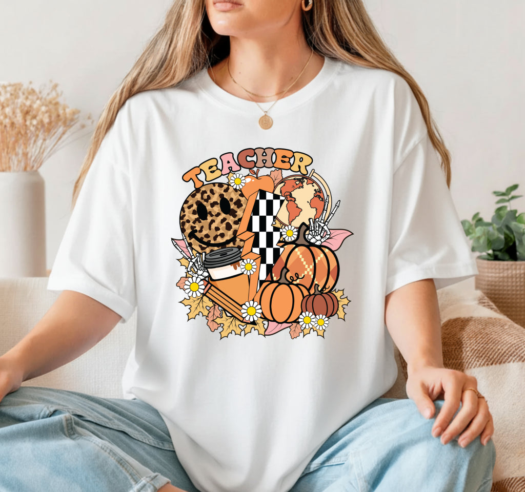 GIVE THANKS Pumpkin & Leaves – Fall & Thanksgiving DTF Transfer