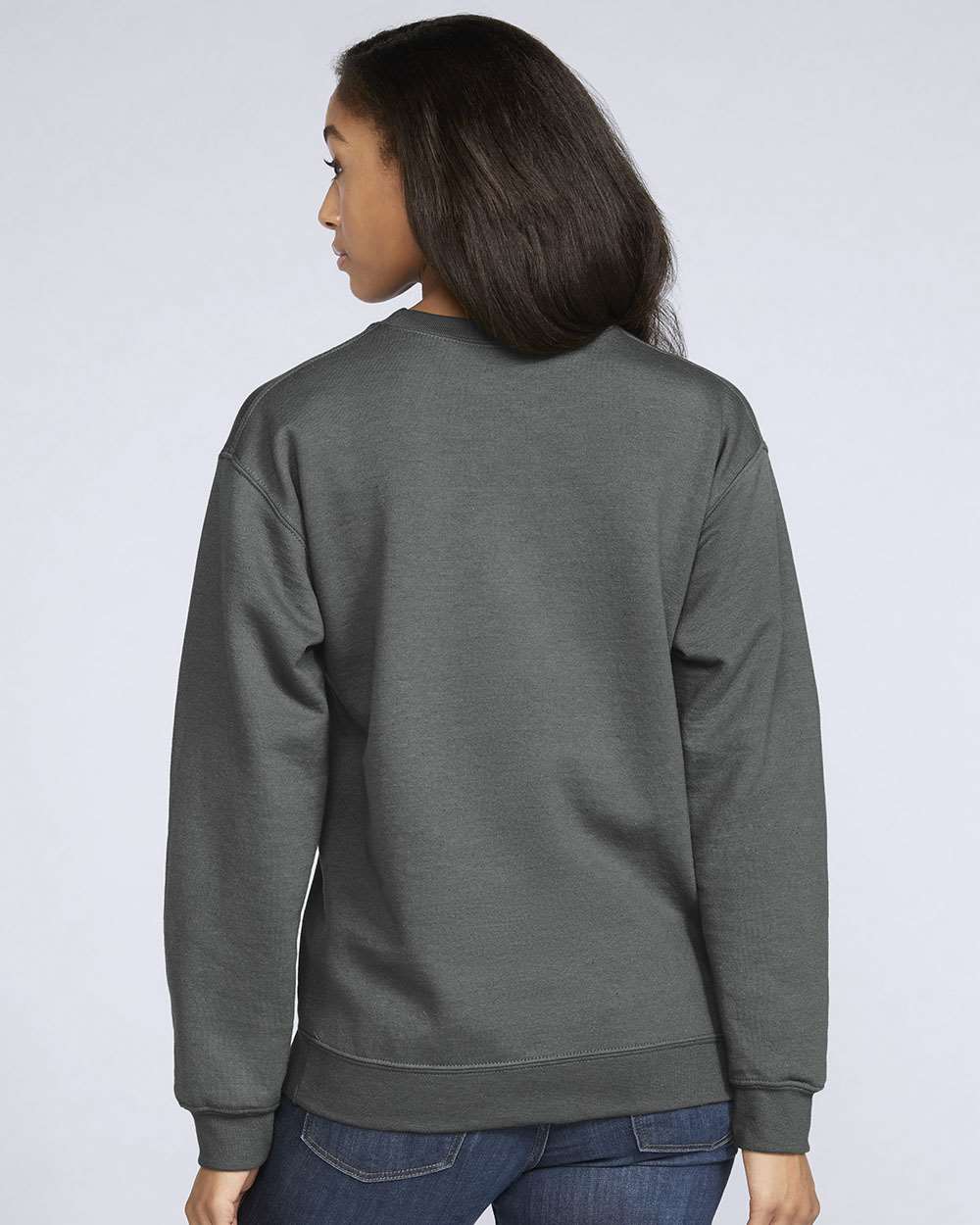 Gildan SF000 Unisex Softstyle® Midweight Crewneck Sweatshirt - Charcoal - On Model Back