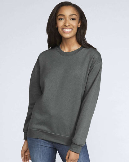 Gildan SF000 Unisex Softstyle® Midweight Crewneck Sweatshirt - Charcoal - On Model Front