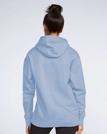 Gildan SF500 Unisex Softstyle® Midweight Hooded Sweatshirt - Stone Blue - On Model Back