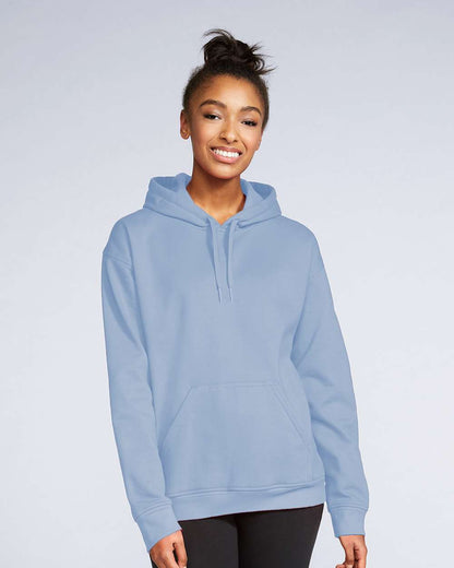 Gildan SF500 Unisex Softstyle® Midweight Hooded Sweatshirt - Stone Blue - On Model Front