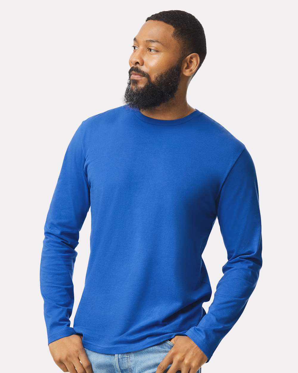 Gildan 64400 Unisex Softstyle® Long Sleeve T-Shirt - Royal - On Model Front
